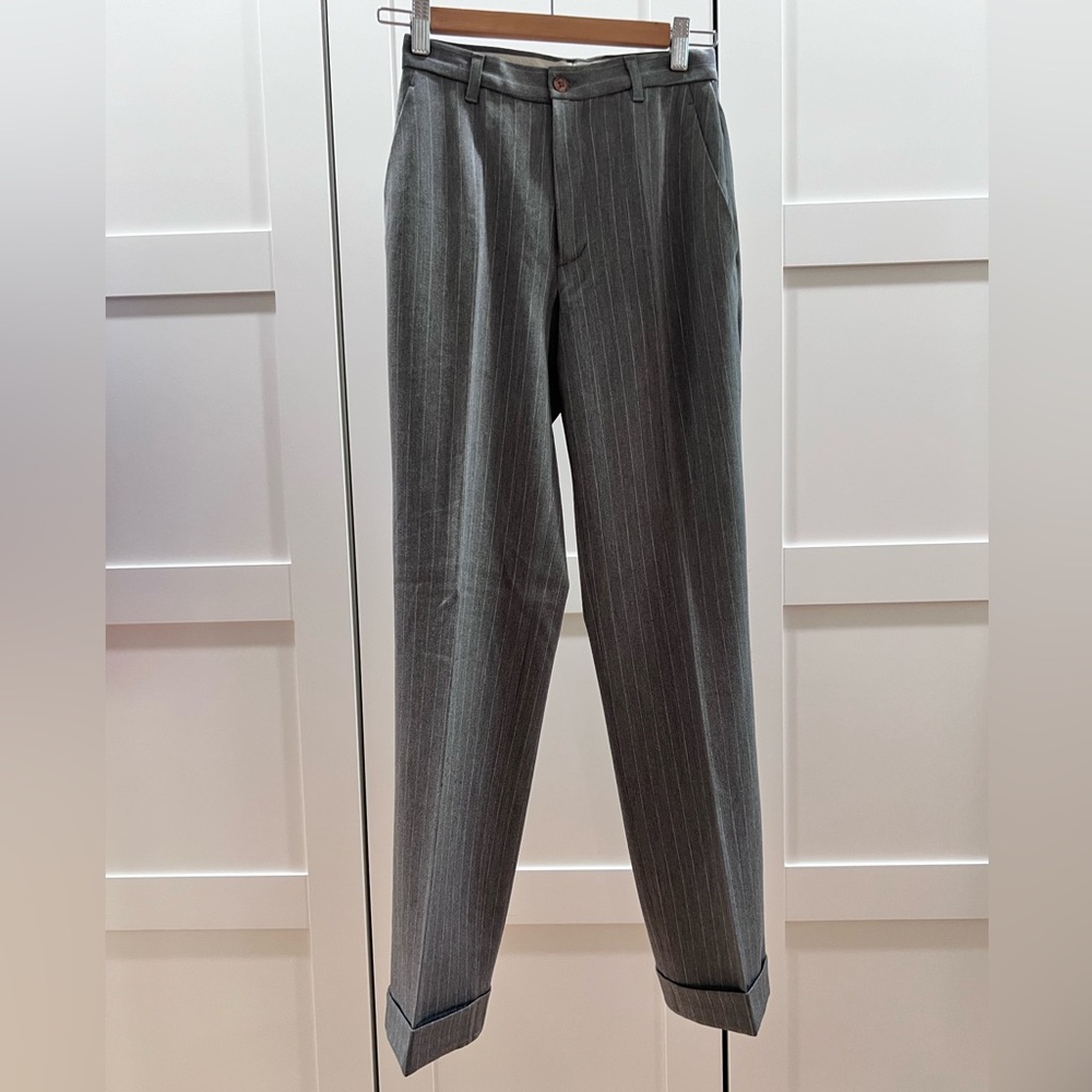Bebe Grey Pinstriped Trousers (Womens)